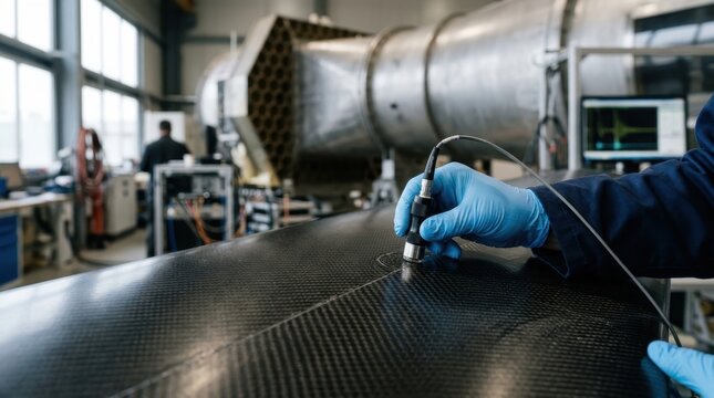 Non-destructive testing of carbon fiber composite material