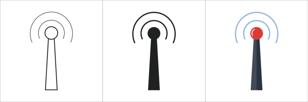 Set of broadcast tower icons