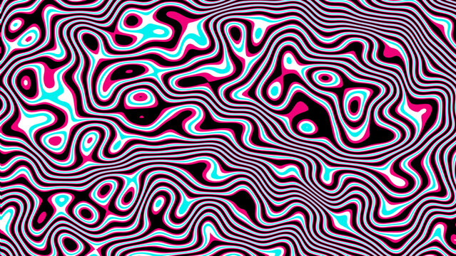 Glitch Psychedelic Trippy Lines Abstract Fluid Shape Background Vector Illustration