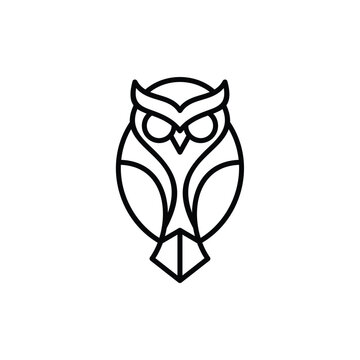 Owl Line Art Modern Minimalist Logo &ndash; Elegant Owl Outline Design Illustration Creative Design Template 