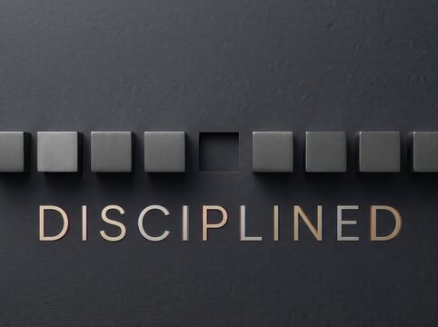 Disciplined typography concept with aligned cubes on dark