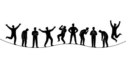 Fototapeta premium Human emotion silhouette vector collection featuring expressive gestures poses moods communication psychology and social behavior concepts