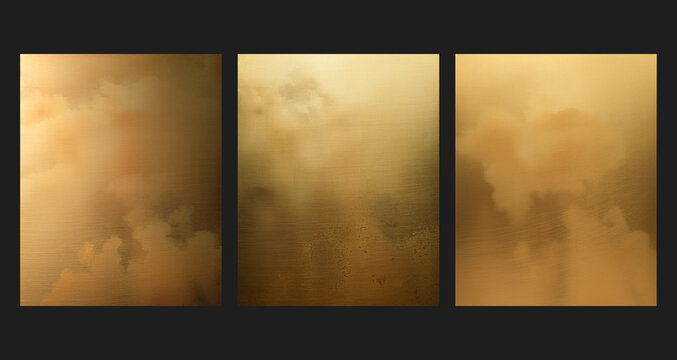 Brass metal patina abstract texture background set