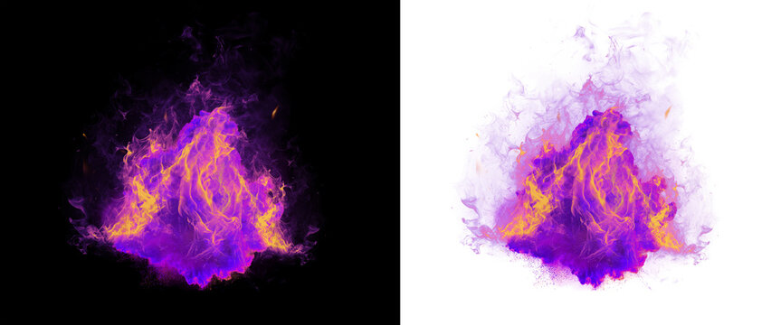 Magical Purple Yellow Flame Mountain Burst PNG