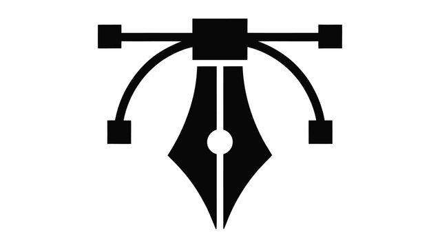 Vector pen tool and Bezier curve icon for graphic design, software editing, path creation, and UI