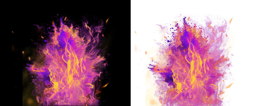 Magical Purple Pink Fire Flame Burst, Fantasy Effect PNG