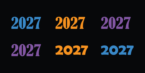 Fototapeta premium Set of colorful 2027 year logos in various vibrant shades