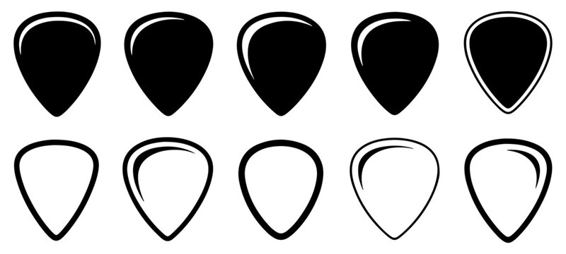 guitar pick icon set for acoustic music