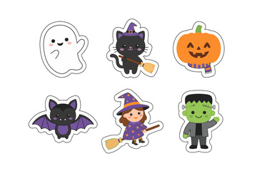 Obraz premium Halloween characters flat vector illustration set