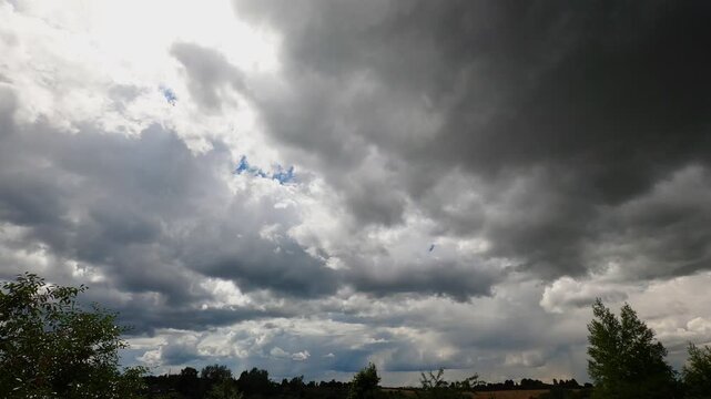 Powerful Storm Clouds Moving Over Open Landscape Timelapse
