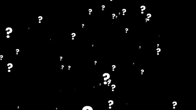 Educational question marks particle animation. What symbol icon motion stock video. 