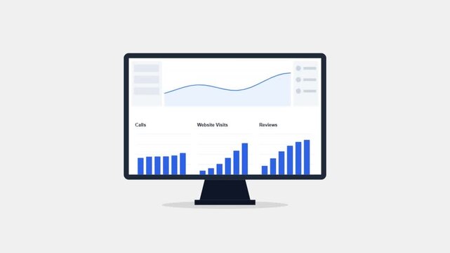 A computer monitor displaying analytical charts and data graphs for business performance