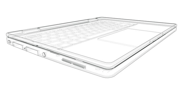 laptop wireframe illustration. Vector