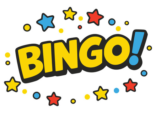 cartoon bingo text effect lettering typography flat color vector illustration template design
