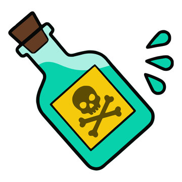 green poison bottle toxic dangerous warning caution flat color vector illustration template design