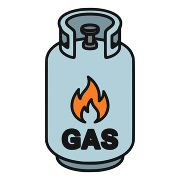 gas cylinder household fuel energy power cooking flat color vector illustration template design