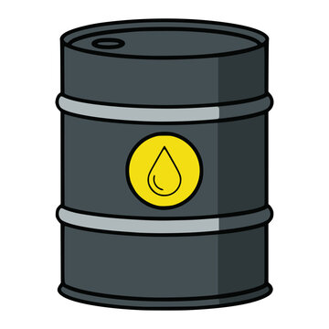 oil barrel fuel industry storage metal container flat color vector illustration template design