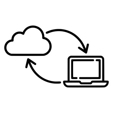 online cloud safety data transfer sync with laptop flat color vector illustration template design