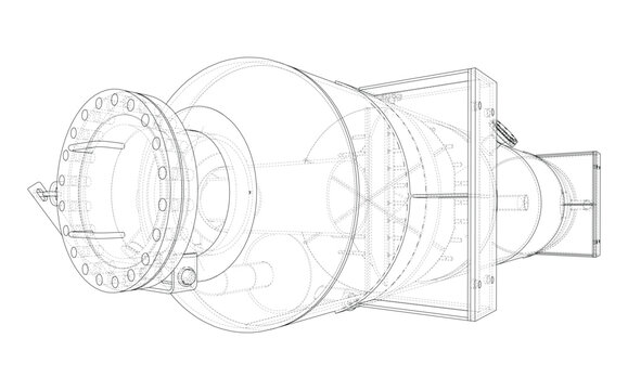 turbine engine wireframe illustration. Vector