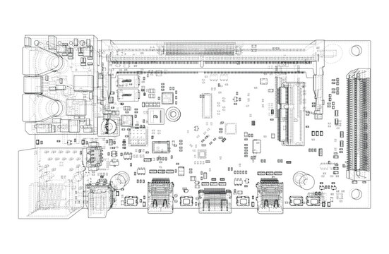 circuit board wireframe illustration. Vector