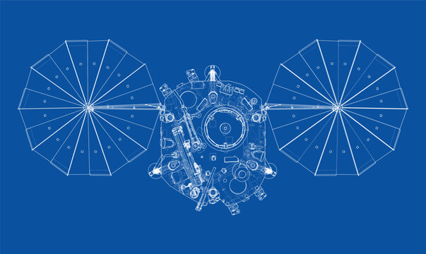 spacecraft blueprint illustration. Vector
