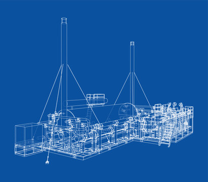 industrial machinery blueprint. Vector