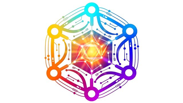 Futuristic Technology Logo with Hexagonal Circuit Design