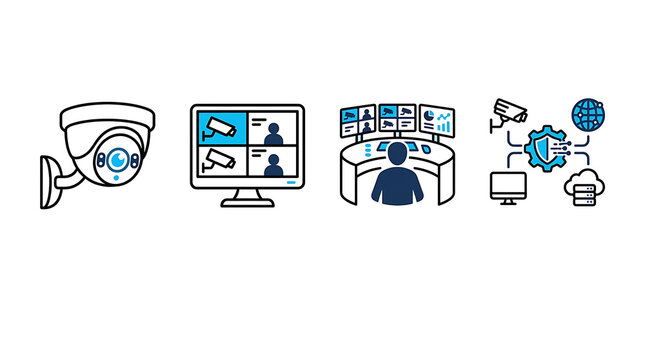 Security camera system monitoring operations with network surveillance during digital data transmission
