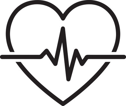 Heart Rhythm Pulse ECG Heartbeat Line Art Vector Icon