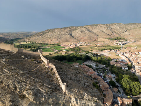 Medieval Albarracin and Ancient City Walls at Sunset, Aragon, Spain
