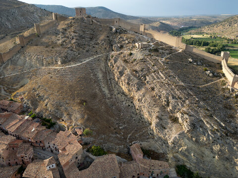 Medieval Albarracin and Ancient City Walls at Sunset, Aragon, Spain