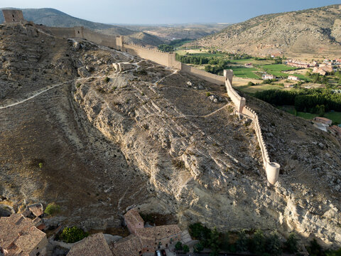 Medieval Albarracin and Ancient City Walls at Sunset, Aragon, Spain