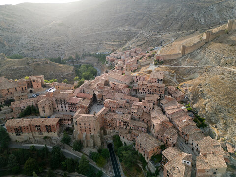 Medieval Albarracin and Ancient City Walls at Sunset, Aragon, Spain