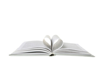 Fototapeta premium An open book with pages folded into a heart shape, symbolizing a love for reading or a romantic story. A perfect Valentine