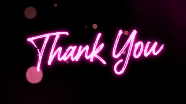 Thank you neon sign glowing in dark background with colorful light effect for digital greeting card design