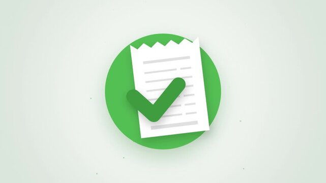 Successful Payment Concept with Green Check Mark on Receipt Document in Green Circle Icon