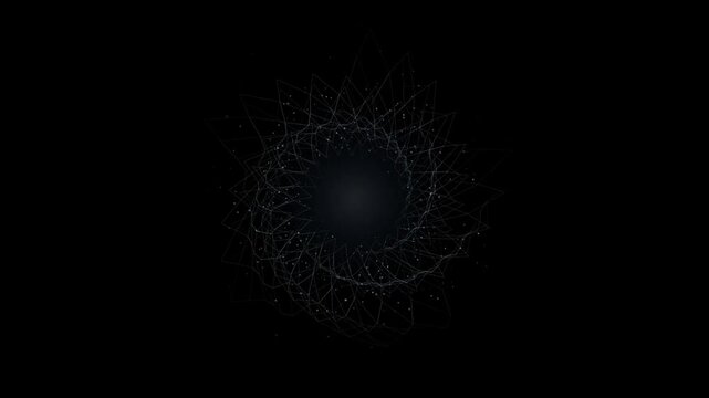 Cybernetic spiral portal dark network background motion graphics