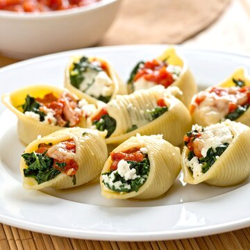 Colorful deviled eggs with fresh herbs garnish.