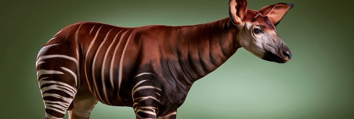 Fototapeta premium Okapi animal standing profile side view