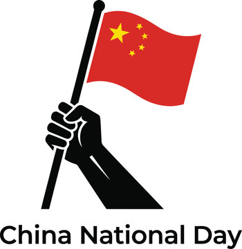 A raised fist holding the national flag of china symbolizing strength patriotism and national pride on a white background