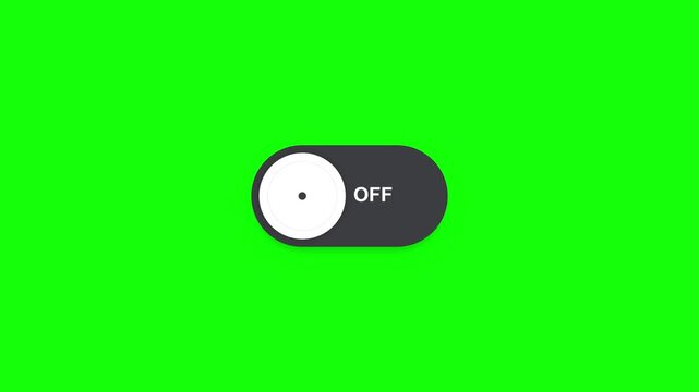 Digital Toggle Switch Button Turning On and Off on Green Screen