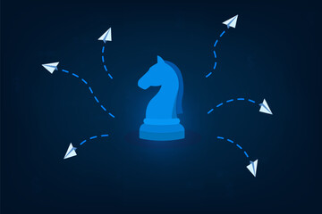Business planning uses a chess knight and paper planes to express flexibility © Taiphoto
