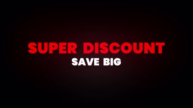 Super discount save big typography animation on transparent background with alpha channel 4K video