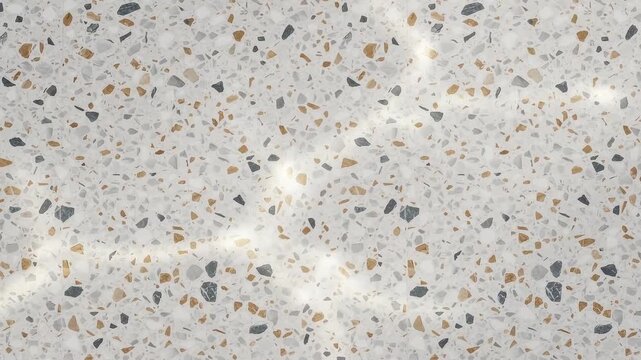 3D Animation Top Down View of Sunlight Water Caustics on White Terrazzo Surface