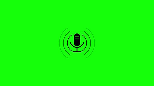 Animated microphone icon on chroma key green screen