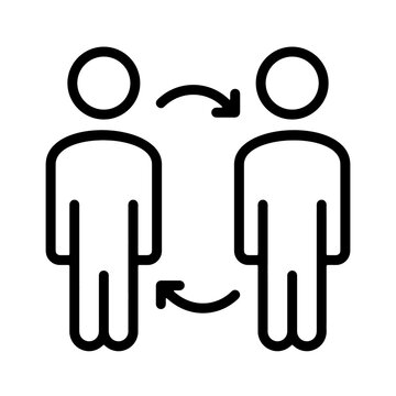 Skill Transfer HR Icon for Employee Training and Knowledge Sharing Symbols. Editable Stroke. Vector Illustration.