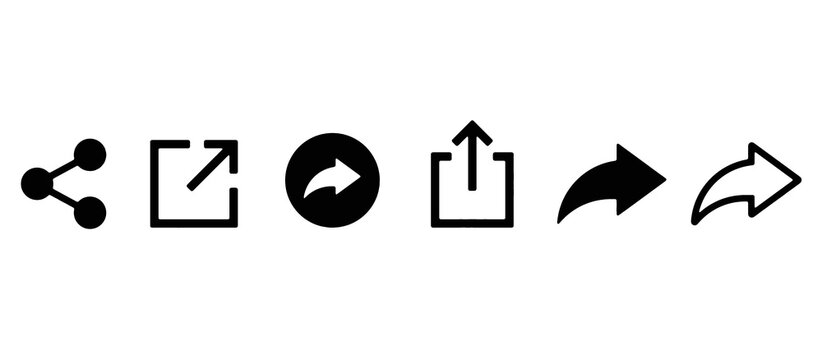 Share Icon Set with Arrow Symbols for Social Media and Web. Editable Stroke. Vector Illustration.