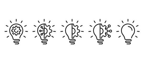 Innovation Light Bulb Idea Icon Set with Editable Stroke. Vector Illustration. © Human