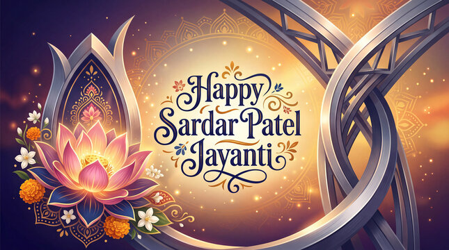 Vibrant Diwali Festival Greeting with Lotus Flower and Ornamental Design Celebrating Sardar Patel Jayanti