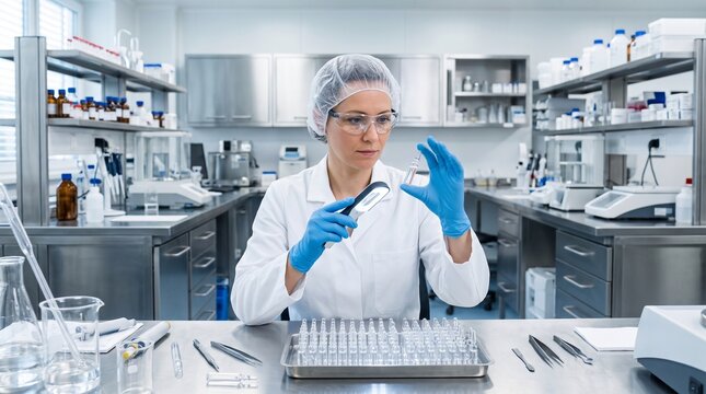 Scientist analyzing samples in a modern laboratory environment